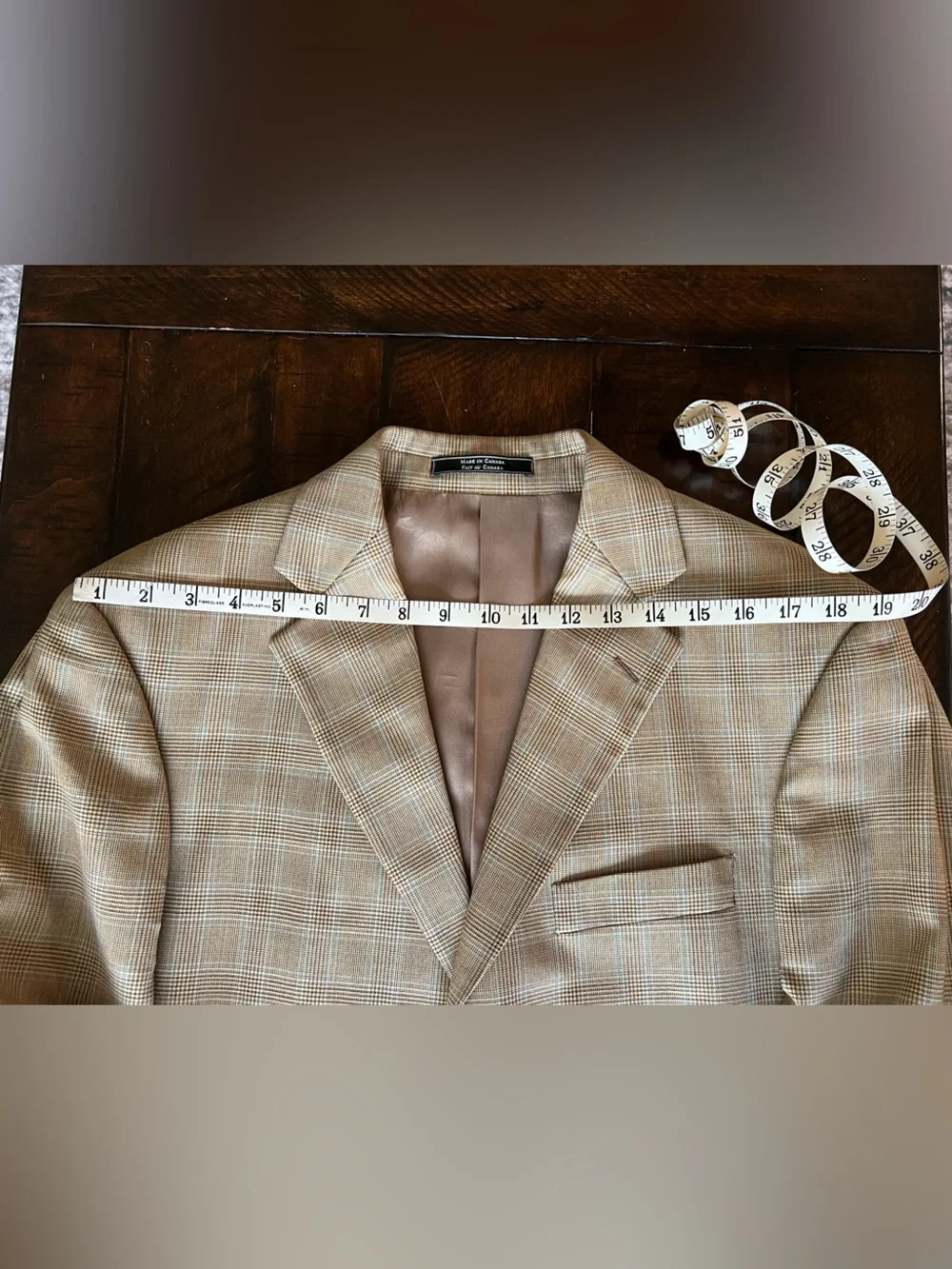 Arnold Brant Glen Plaid Sport Coat Blazer 42L Tall Made in 🇨🇦 Brown Tan Vintage